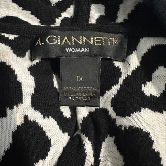 A. Giannetti Jacket Blazer 1X Black White Animal Print Open Front Office Modern - Picture 6 of 8